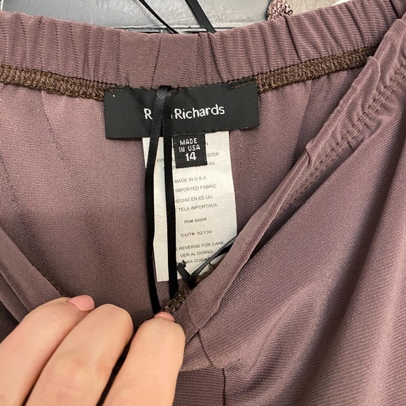 Scalloped Glitter Lace Duster Stretch 3-Piece Pant Set, color Fig - Picture 6 of 8